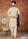 Cream Latest New Fancy Designer Party And Function Wear Traditional Khadi Cotton Kurta Churidar Pajama With Redymade Latest Collection 21008